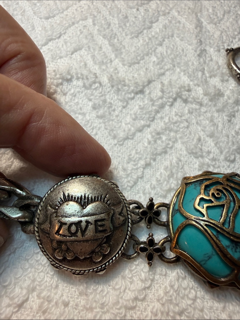 Lucky Brand Turquoise Rose Silver-Tone Toggle Bracelet - Picture 3 of 16